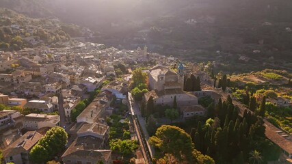 Wall Mural - Aerial view of the historic Carthusian Monastery Valldemossa in Mallorca, Spain