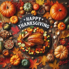 Happy Thanksgiving Day, celebration illustration background, social media post, thanksgiving greeting autumn concept