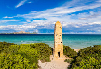 Sticker - Ancient Watchtower, Bay of Alcudia, Platja de Muro, Majorca, Spain