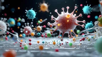 Aufkleber - A visually striking microscopic scene showcasing the vibrant colors intricate textures and mesmerizing details of cellular organisms unveiling the hidden beauty of life at a microscopic level