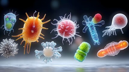 Fototapete - Captivating microscopic images showcasing the intricate and colorful cellular structures found in nature