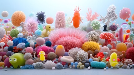 Aufkleber - Captivating Microscopic Masterpieces Cellular Life Forms in Vivid Colors and Intricate Structures Illuminated Under Microscopic Light Showcasing the Beauty and Complexity of Nature s Smallest Elements