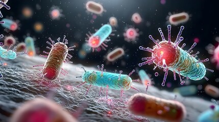 Aufkleber - Vibrant and Intricately Detailed Close Up of Cellular Organisms Highlighting the Stunning Beauty and Complexity of Microscopic Life Forms
