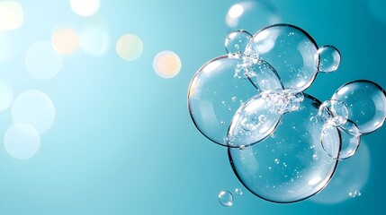 Fototapete - Mesmerizing Underwater Bubbles Floating Against a Tranquil Blue Gradient Background Creating a Serene and Immersive Wallpaper Effect