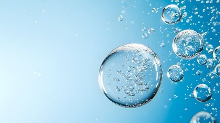 Fototapete - Serene and Immersive Blue Underwater Gradient with Floating Air Bubbles Creating a Captivating Wallpaper Effect for Desktop or Mobile Backgrounds