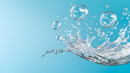 Leinwandbilder - Mesmerizing close up of large ethereal water bubbles suspended in mid air against a calming ocean blue background creating a serene and fluid abstract wallpaper design