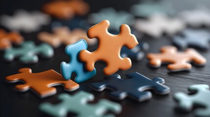 Leinwandbilder - A close up view of puzzle pieces interlocking seamlessly forming a vibrant abstract image with detailed textures and vibrant colors