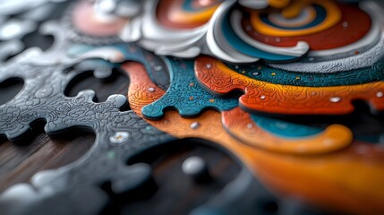 Leinwandbilder - Abstract puzzle pieces in mid assembly each displaying a different vivid pattern coming together to form a vibrant cohesive and colorful digital art composition