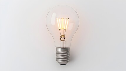 Aufkleber - 3D rendered lightbulb with a bright glowing filament positioned against a clean white background  This image is perfect for use in product advertisements presentations