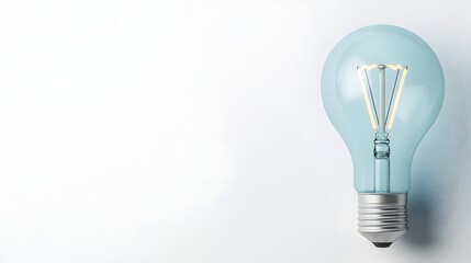 Poster - Close up view of a 3D rendered lightbulb in a clean minimalist studio environment with a bright white backdrop allowing ample space for branding and product placement