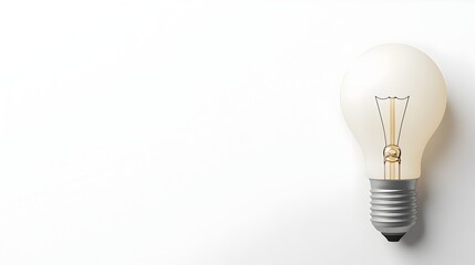 Poster - 3D rendering of a classic minimalist lightbulb design against a clean white background  The empty space on the right side provides ample room for text overlays or other graphic elements