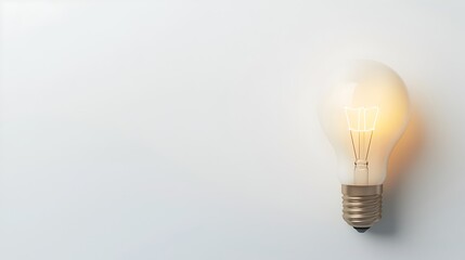 Fototapete - 3D render of an illuminated lightbulb centered on a clean white background providing ample room for designers to incorporate creative elements and branding