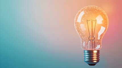 Aufkleber - Glowing lightbulb set against a soft gradient background surrounded by shimmering sparkles and mist creating an ethereal futuristic and innovative design concept