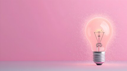 Fototapete - Glowing radiant lightbulb emitting soft soothing light on a pastel gradient background surrounded by mystical sparkling mist and halo like effects creating an elegant and ethereal ambiance