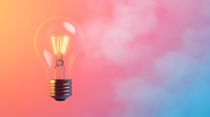 Fototapete - Glowing lightbulb shining brightly in a misty atmospheric setting with a smooth gradient background capturing a magical and captivating feel  This image evokes a sense of innovation creativity and