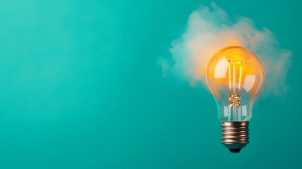Aufkleber - Captivating image of a glowing lightbulb emitting a soft sparkling glow within a misty atmospheric backdrop featuring a smooth gradient color transition