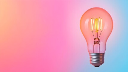 Poster - Glowing and sparkling lightbulb suspended in a misty gradient filled atmosphere creating a captivating magical and atmospheric visual  The image conveys a sense of imagination innovation and wonder