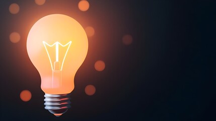 Leinwandbilder - Detailed 3D rendering of a glowing lightbulb on a dark background symbolizing innovation surrounded by a warm bokeh glow perfect for use in creative and technology related projects