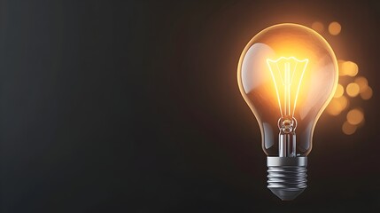 Leinwandbilder - Detailed 3D rendering of a glowing luminous lightbulb on a dark background symbolizing innovation creativity and new ideas  The warm