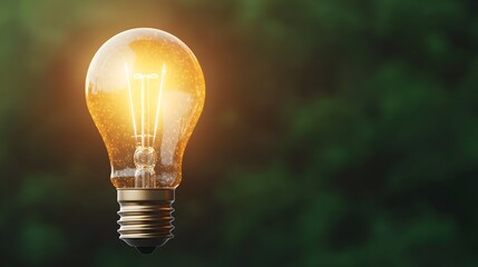 Leinwandbilder - Radiant glowing lightbulb illuminating a dark moody scene with soft golden bokeh visual effect  Perfect for creative and business related visuals presentations and digital content
