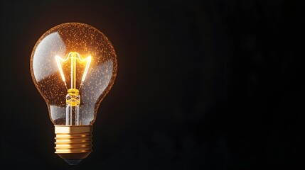 Poster - Shining 3D Rendered Lightbulb with Warm Bokeh Effect on a Dark Background Symbolizing Creative Energy Bright Ideas and Innovative Concepts