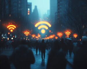 Aufkleber - Intricate crowd scene depicting a network of connections