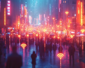 Aufkleber - Intricate crowd scene depicting a network of connections