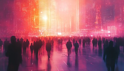 Leinwandbilder - Visual representation of a crowd interconnected through a network
