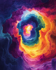 Wall Mural - Psychedelic journey through colorful spirals and cosmic swirls, a vibrant exploration of abstract forms