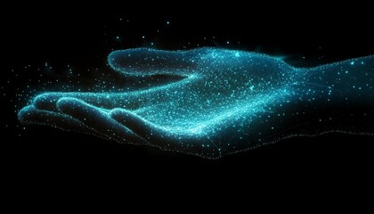 Fototapete - Hand icon in a dark abstract environment