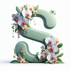 Poster - Alphabet S create with orchid green flowers.