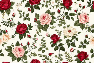 Canvas Print - seamless background with roses