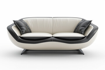 White and black glossy couch isolated on white background.