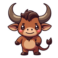 Poster - Vector illustration of standing baby bull