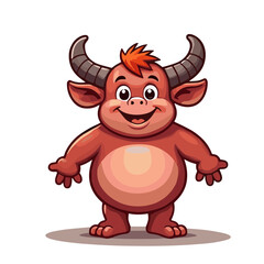 Poster - Cheerful monster with horns, vector illustration  