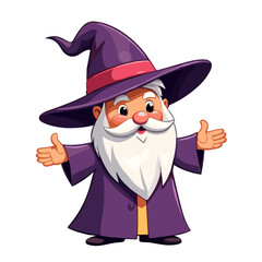 Poster - Friendly wizard character design, vector illustration