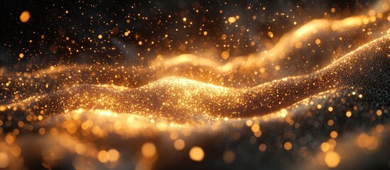 Canvas Print - Abstract background with golden glitter and bokeh lights.