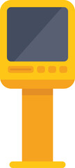 Wall Mural - yellow interactive information kiosk with blank screen is standing on a white background