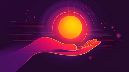 Wall Mural - Hand Holding Geometric Shapes in Vibrant Colors