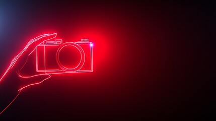 Wall Mural - Minimalist Outline of Hand Holding Camera