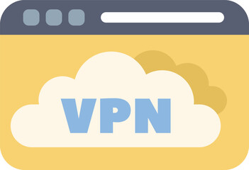 Wall Mural - vpn concept is being illustrated by a cloud computing icon on a web browser window