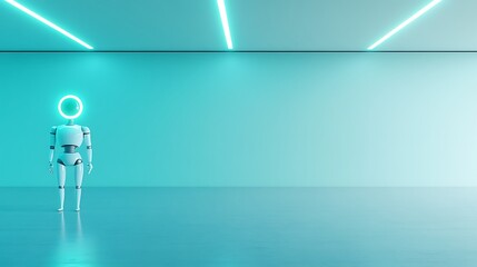 Wall Mural - futuristic robotic figure with glowing head