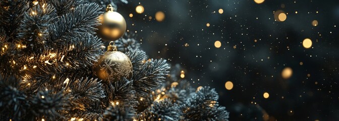 Wall Mural - premium christmas background. black and gold colors. festive holiday