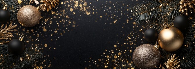 Wall Mural - premium christmas background. black and gold colors. festive holiday