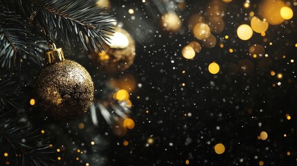 Wall Mural - premium christmas background. black and gold colors. festive holiday