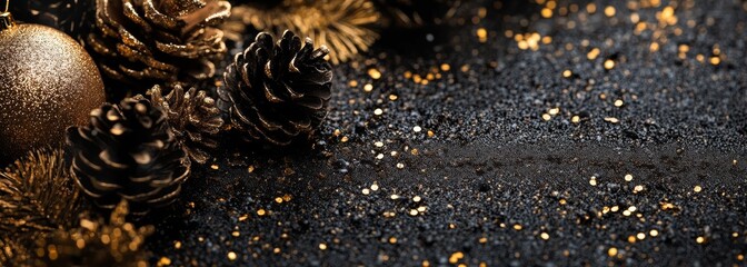 Wall Mural - premium christmas background. black and gold colors. festive holiday