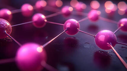 Abstract 3D Purple Spheres Network Rendering
