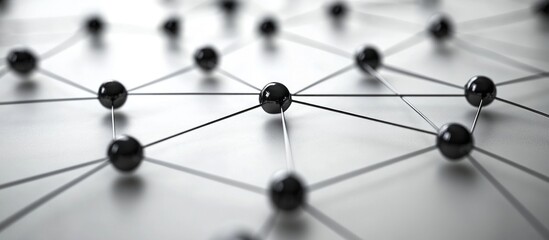 Wall Mural - black spheres connected by thin lines, creating a network pattern.