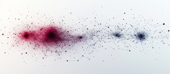 Wall Mural - abstract network of connected dots on a white background with a reddish-purple hue on the left side 