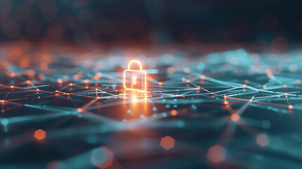 Digital security lock over connected network representing secure data access